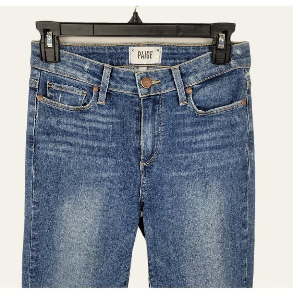 PAIGE Hoxton ULTRA SKINNY Jeans in Juneau Distressed Made in USA Size 25 Blue - Picture 7 of 12